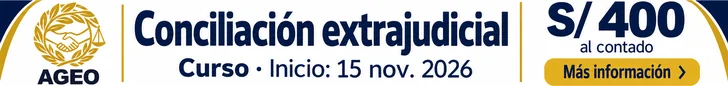 Curso de conciliación extrajudicial de AGEO Conciliadores. Inicio 15 de noviembre de 2026, sábados y domingos, S/ 400 al contado. Más información por WhatsApp.
